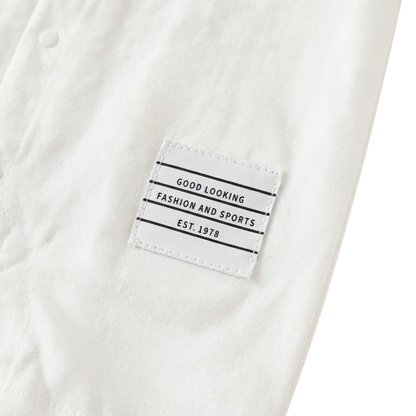 White Stripe-Trim Polo Baby Outfit