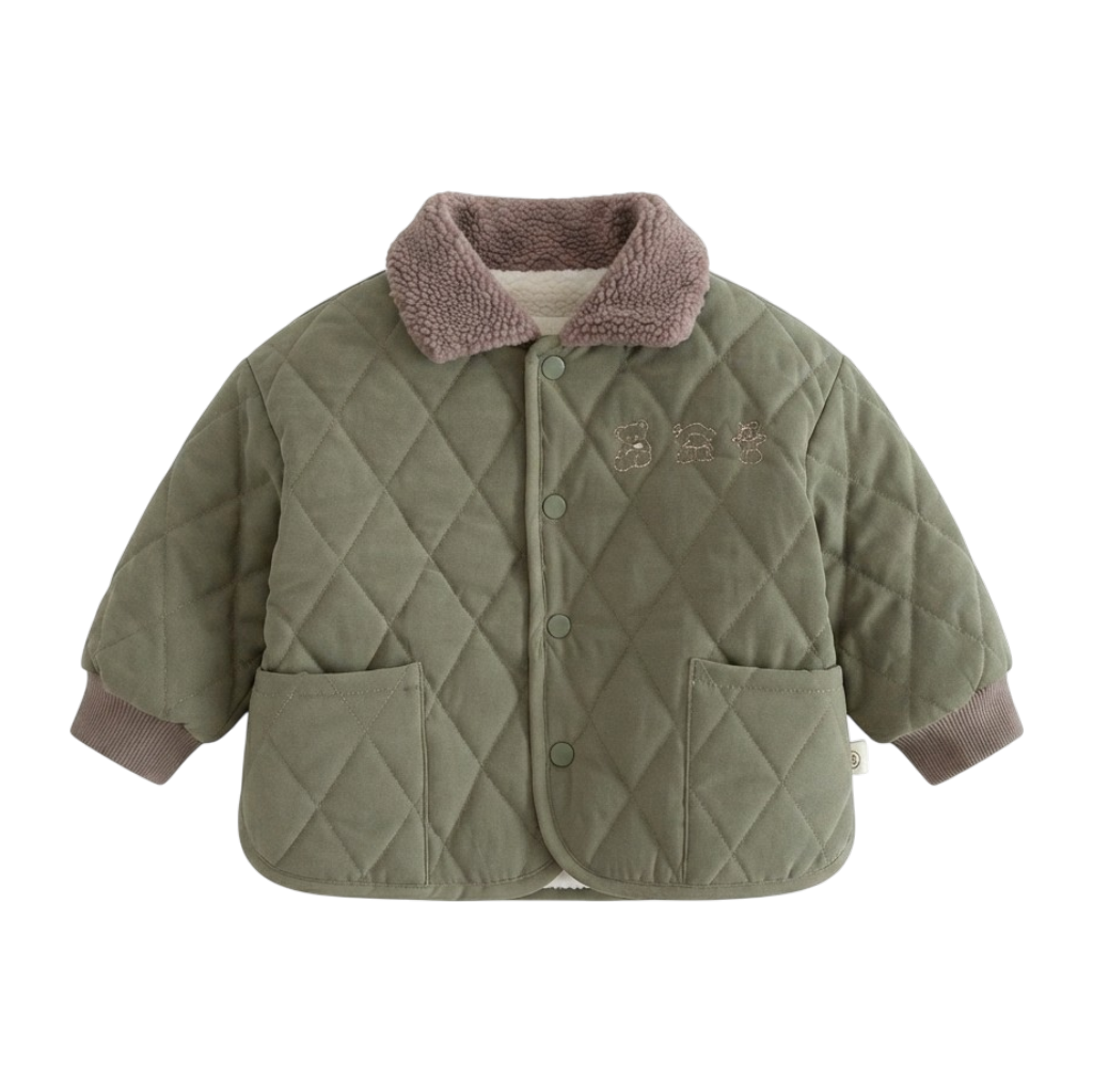 Olive Quilted Baby Jacket