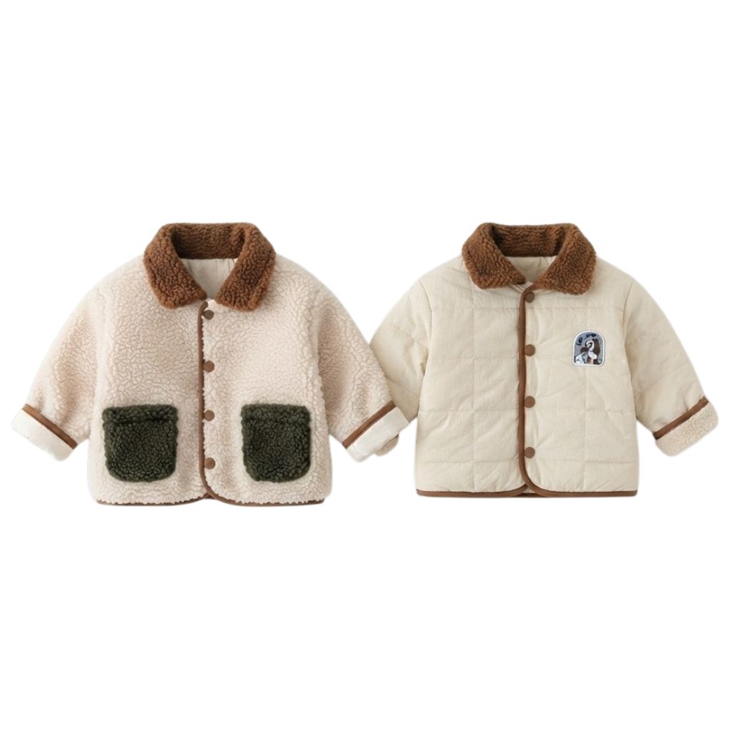 Beige Trim Teddy Baby Jacket
