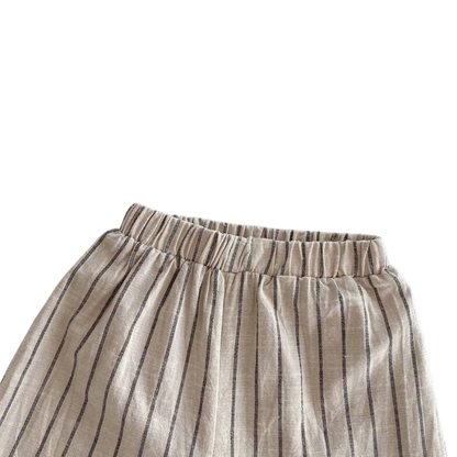Beige Stripe Shirt and Shorts Baby Set