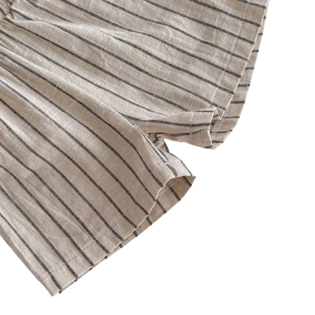 Beige Stripe Shirt and Shorts Baby Set