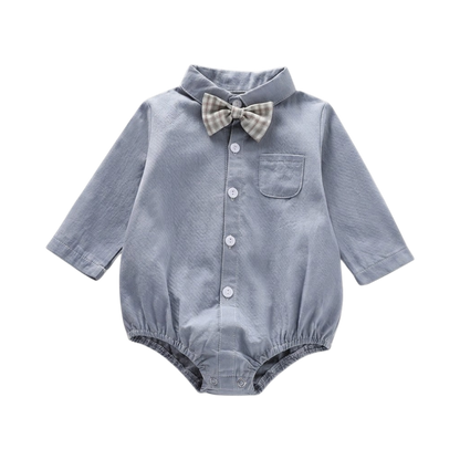 Blue Bow-Tie Long-Sleeve Baby Outfit