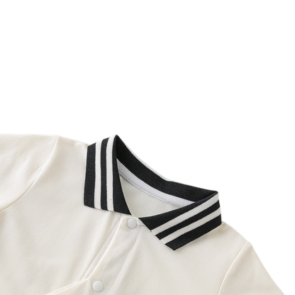 Cream and Black Puppy Short-Sleeve Baby Outfit