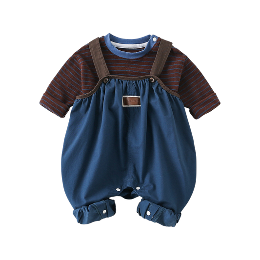 Vintage Stripe Suspender Baby Outfit Set