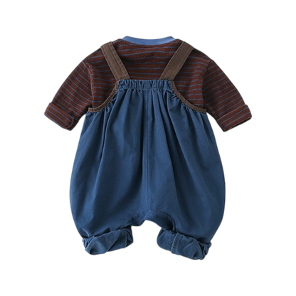 Vintage Stripe Suspender Baby Outfit Set