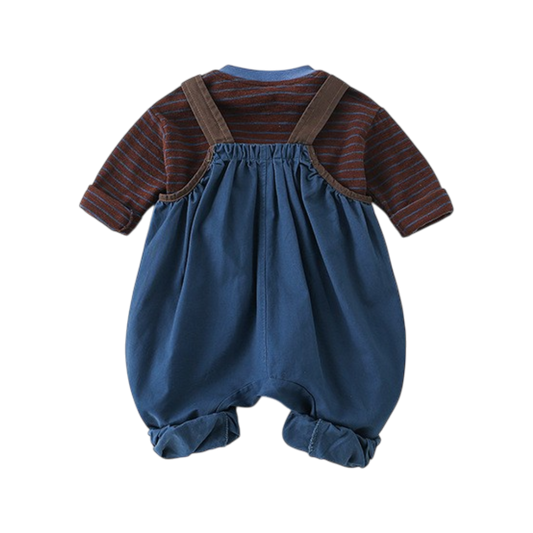 Vintage Stripe Suspender Baby Outfit Set