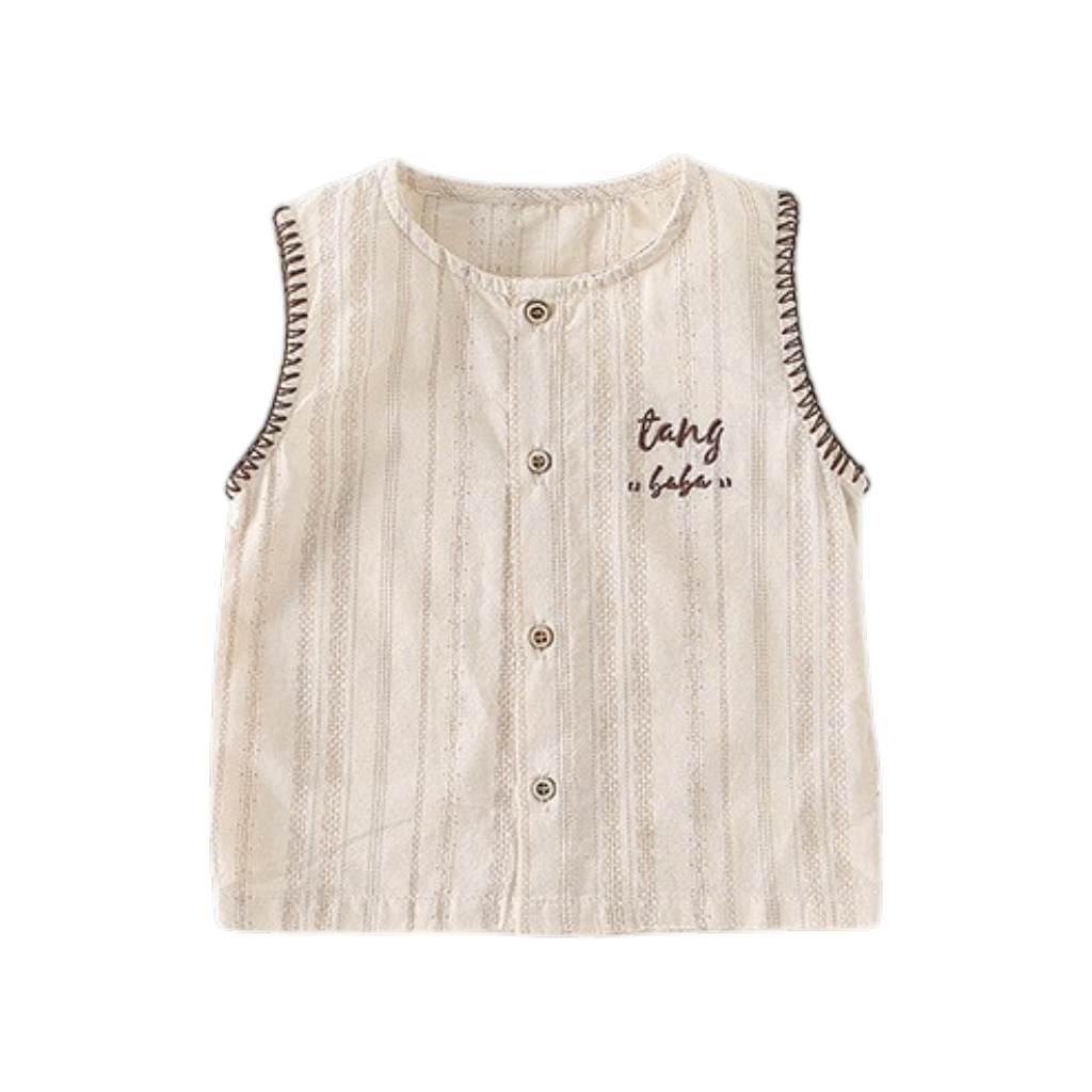 Cream Stripe Vest and Shorts Baby Set