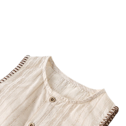 Cream Stripe Vest and Shorts Baby Set