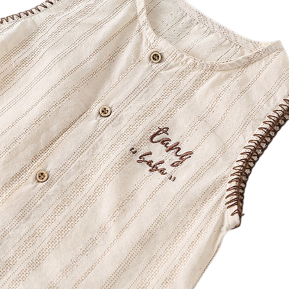 Cream Stripe Vest and Shorts Baby Set