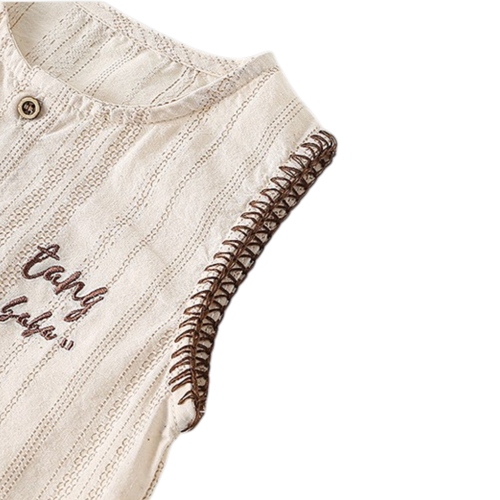 Cream Stripe Vest and Shorts Baby Set