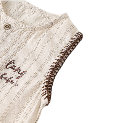 Cream Stripe Vest and Shorts Baby Set