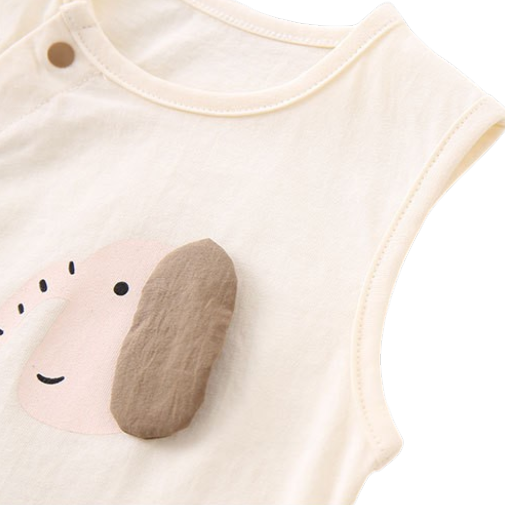 Brown Elephant Tank Top and Shorts Baby Set