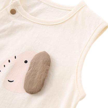 Brown Elephant Tank Top and Shorts Baby Set