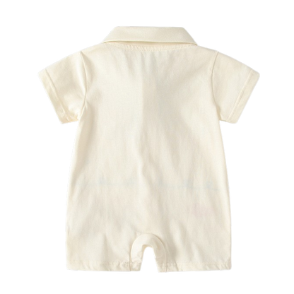 Cream Little-Fish Tie Short-Sleeve Baby Outfit