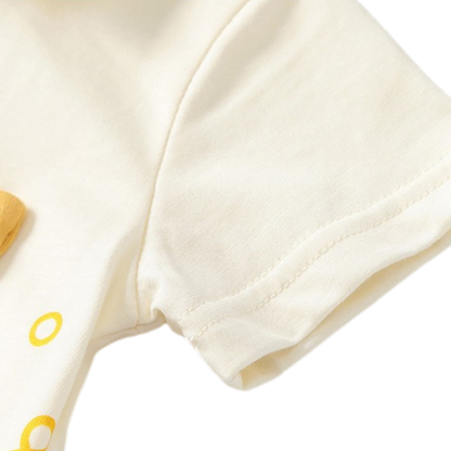 Cream Little-Fish Tie Short-Sleeve Baby Outfit