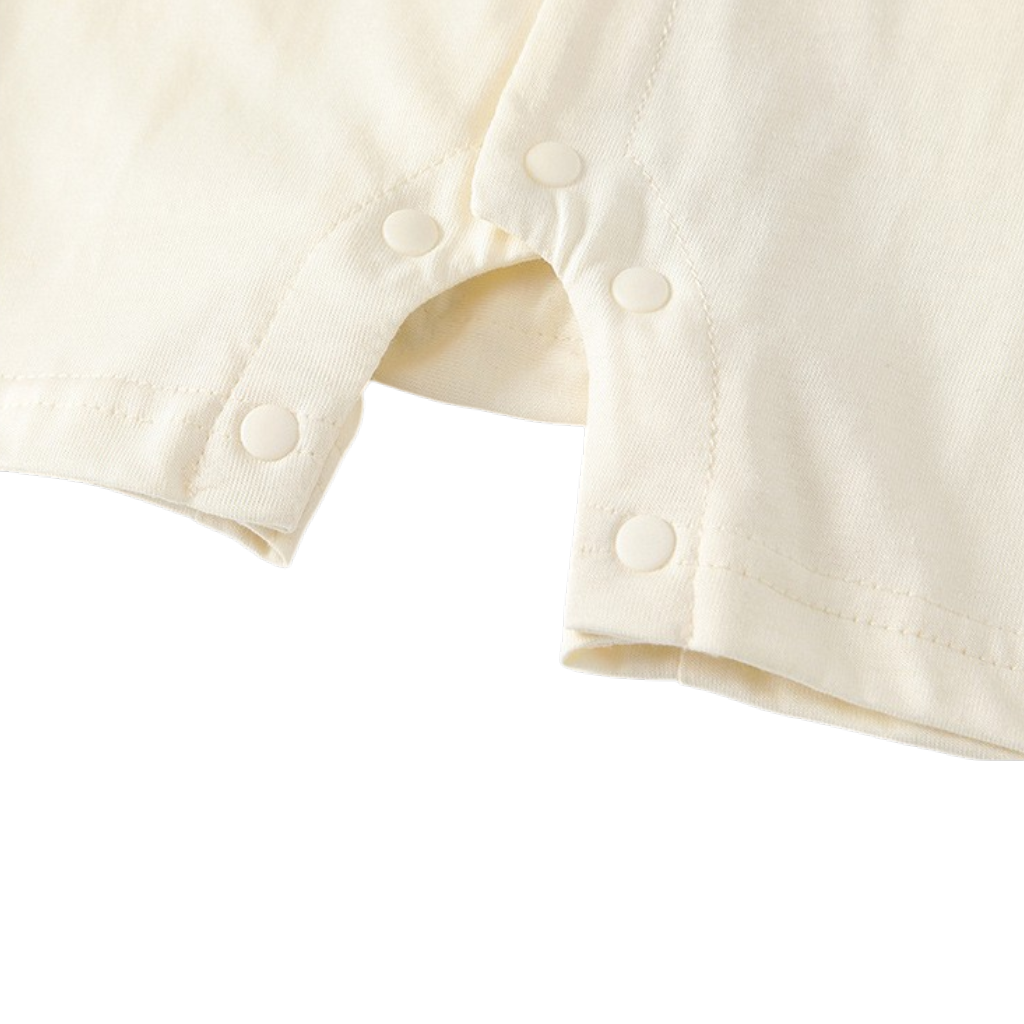 Cream Little-Fish Tie Short-Sleeve Baby Outfit