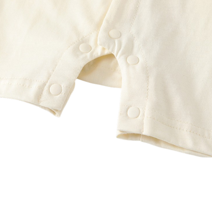 Cream Little-Fish Tie Short-Sleeve Baby Outfit