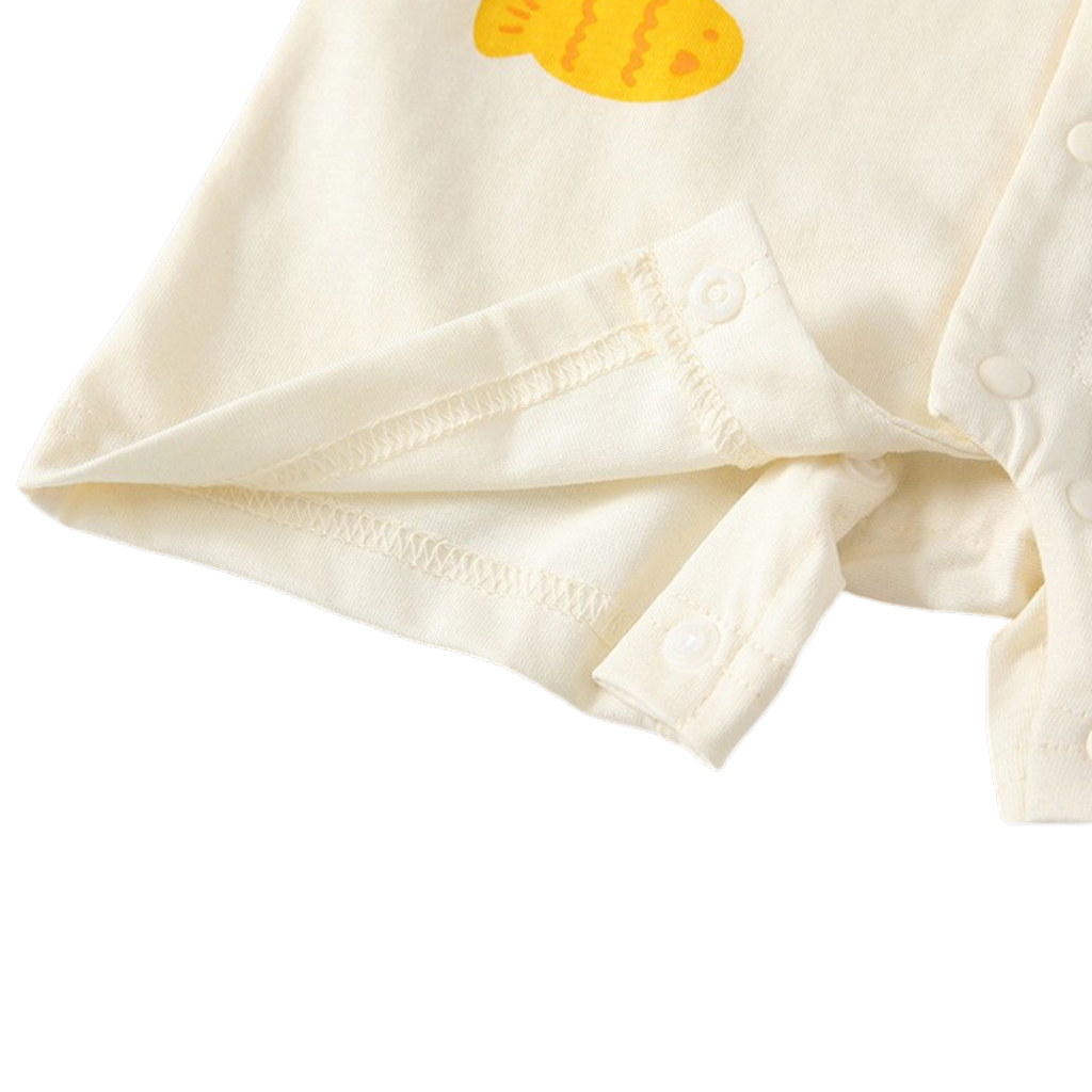 Cream Little-Fish Tie Short-Sleeve Baby Outfit