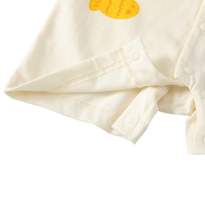 Cream Little-Fish Tie Short-Sleeve Baby Outfit