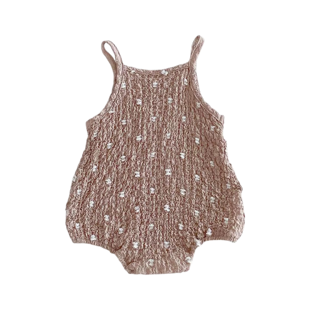 Cocoa Tiny-Floral Textured Sleeveless Baby Outfit
