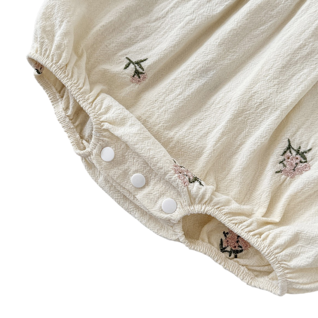 Apricot Floral Embroidered Lace Baby Outfit