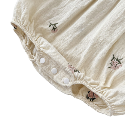 Apricot Floral Embroidered Lace Baby Outfit