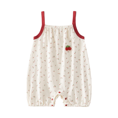 White Cherry Sleeveless Baby Romper