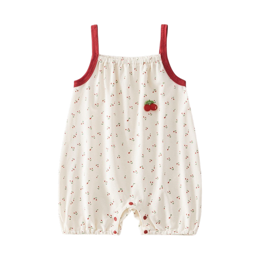 White Cherry Sleeveless Baby Romper