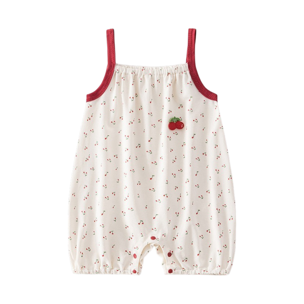 White Cherry Sleeveless Baby Bodysuit