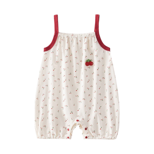 White Cherry Sleeveless Baby Bodysuit