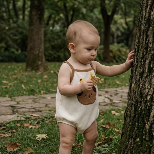 Bear & Banana Sleeveless Baby Bodysuit