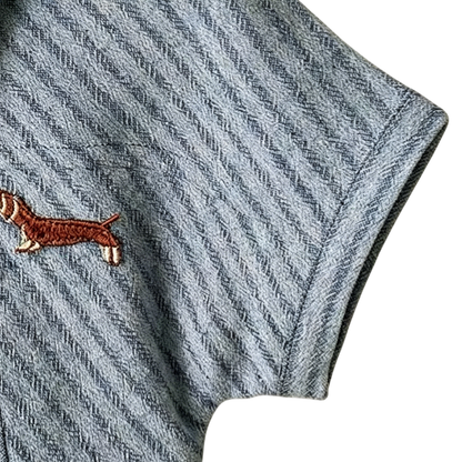 Striped Dachshund Short Sleeve Baby Romper