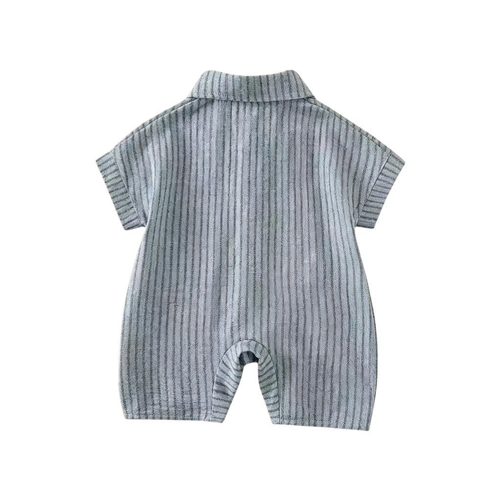 Striped Dachshund Short Sleeve Baby Romper