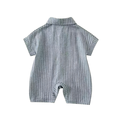 Striped Dachshund Short Sleeve Baby Romper