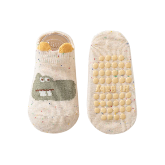 White Dinosaur Non-Slip Baby Socks