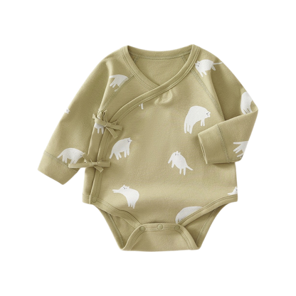 Sage Cat Wrap Long-Sleeve Baby Bodysuit