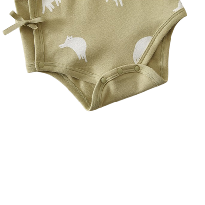 Sage Cat Wrap Long-Sleeve Baby Bodysuit