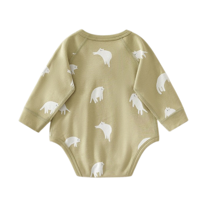 Sage Cat Wrap Long-Sleeve Baby Bodysuit