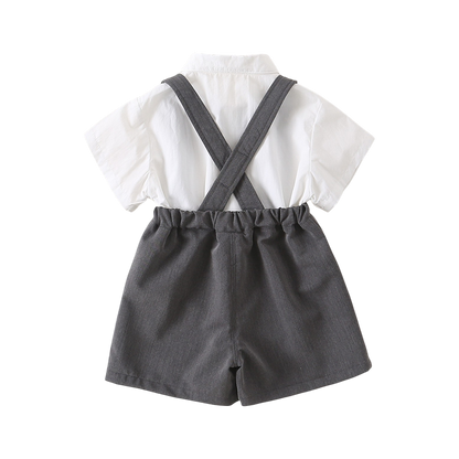 Baby Boy Shirt and Suspender-Pants Formal Set