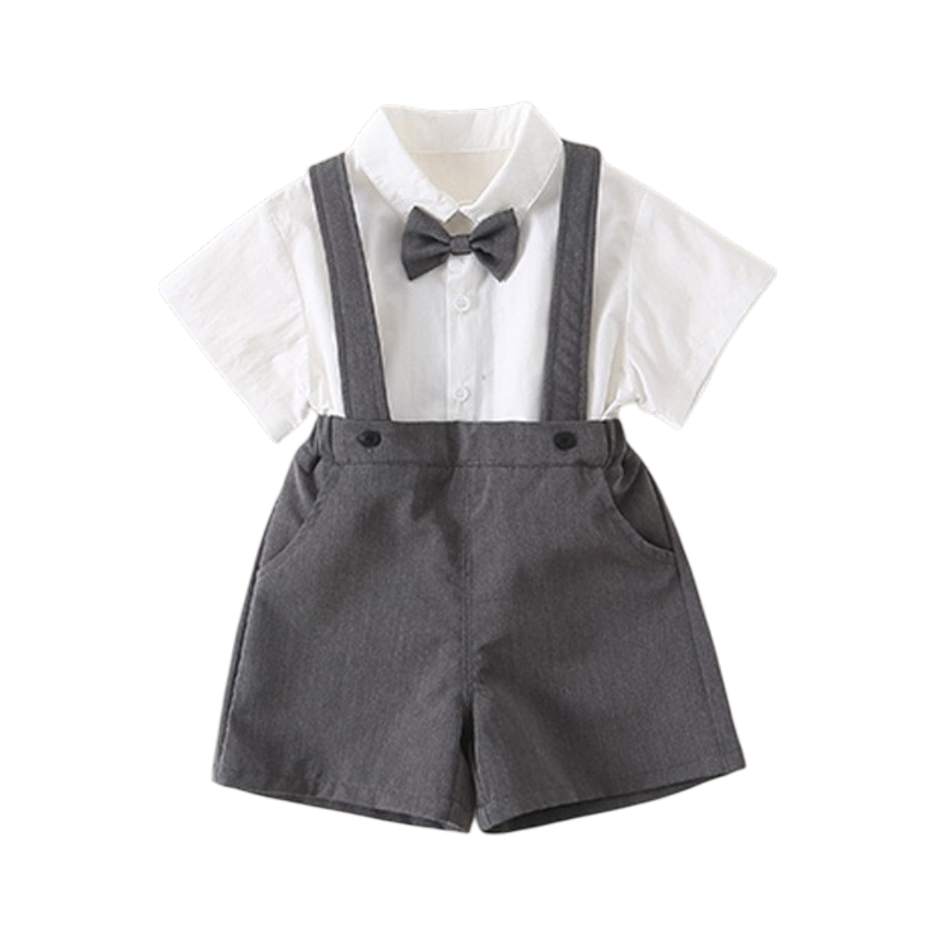 Baby Boy Shirt and Suspender-Pants Formal Set