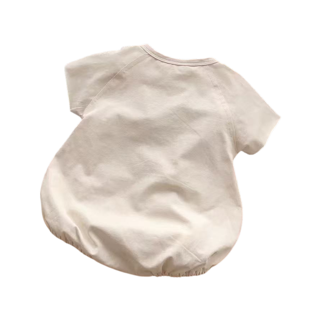 Cream Puppy-Ear Short-Sleeve Baby Outfit