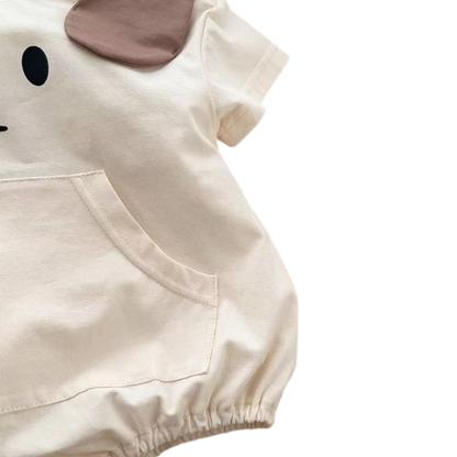 Cream Puppy-Ear Short-Sleeve Baby Outfit