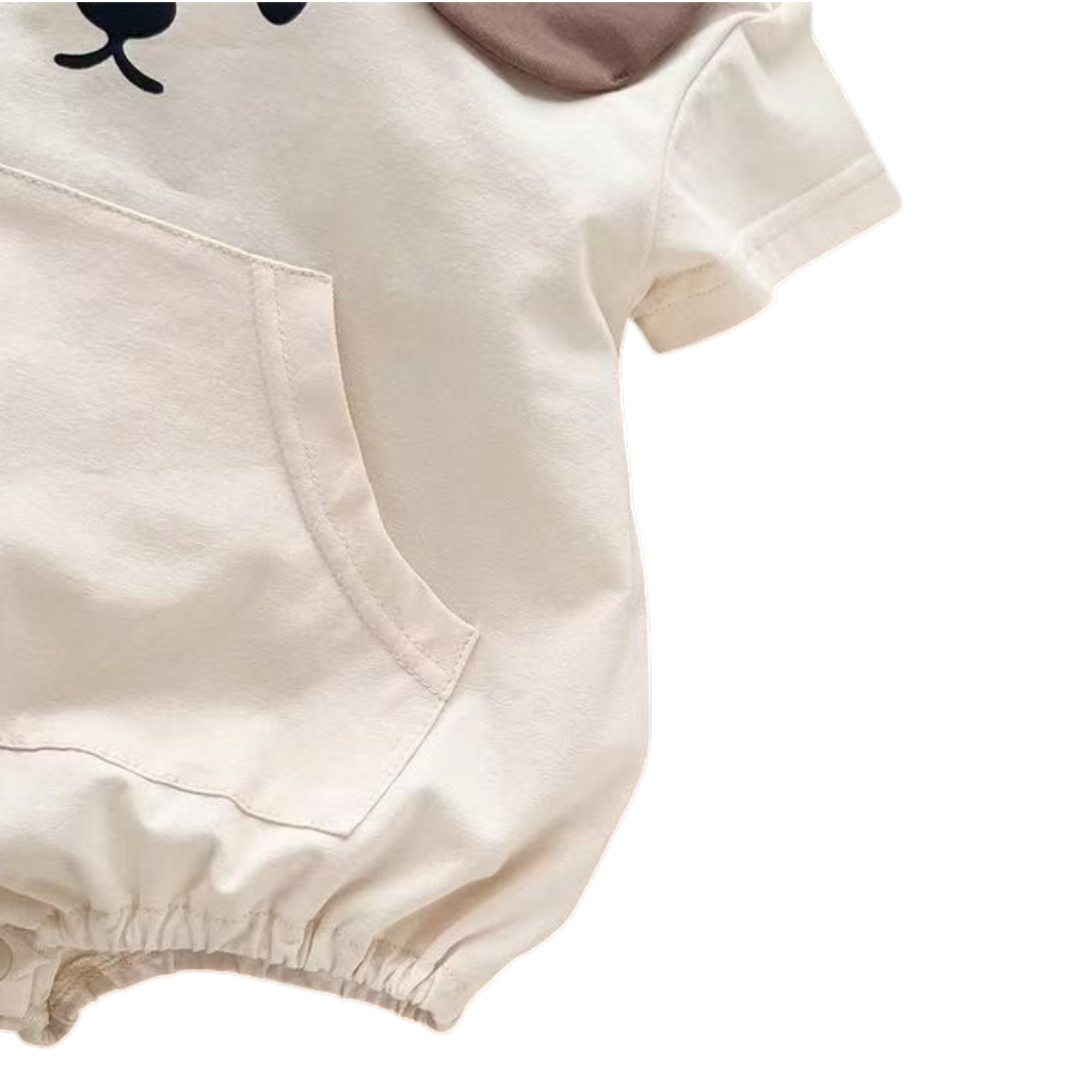 Cream Puppy-Ear Short-Sleeve Baby Outfit