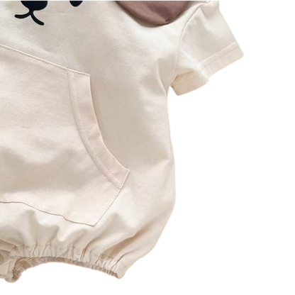 Cream Puppy-Ear Short-Sleeve Baby Outfit