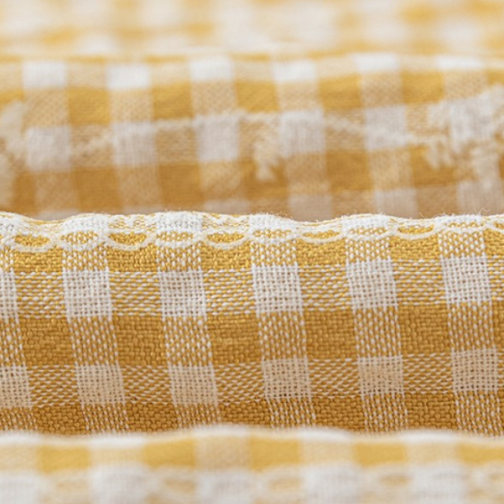 Mustard Gingham Floral Collar Baby Dress