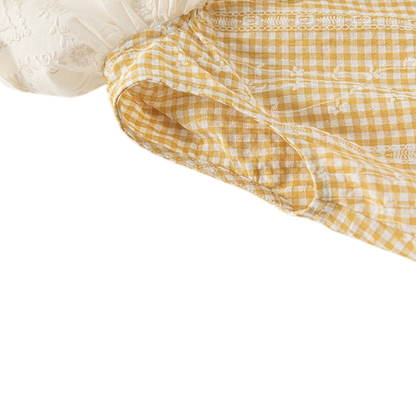 Mustard Gingham Floral Collar Baby Dress