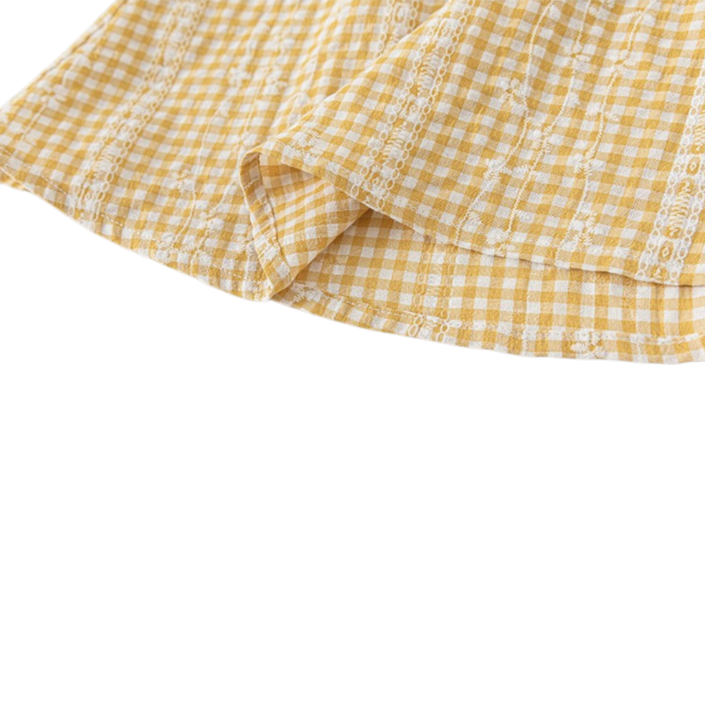 Mustard Gingham Floral Collar Baby Dress