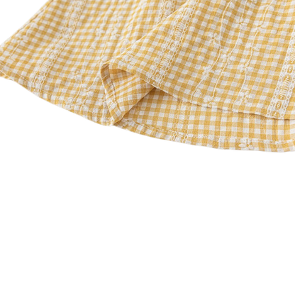 Mustard Gingham Floral Collar Baby Dress