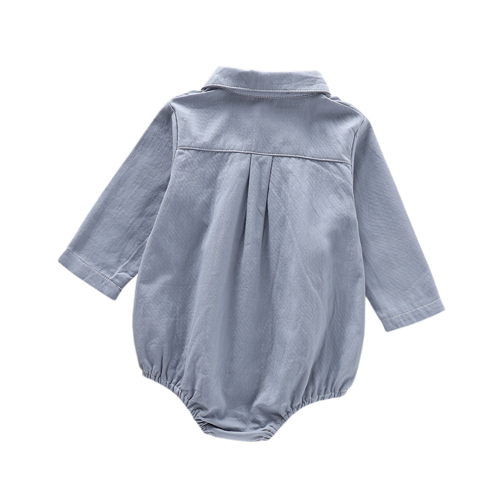 Blue Bow-Tie Long-Sleeve Baby Bodysuit