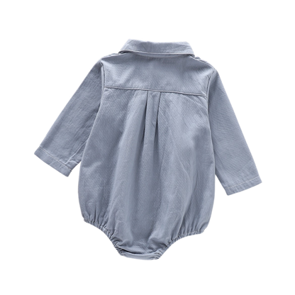 Blue Bow-Tie Long-Sleeve Baby Bodysuit